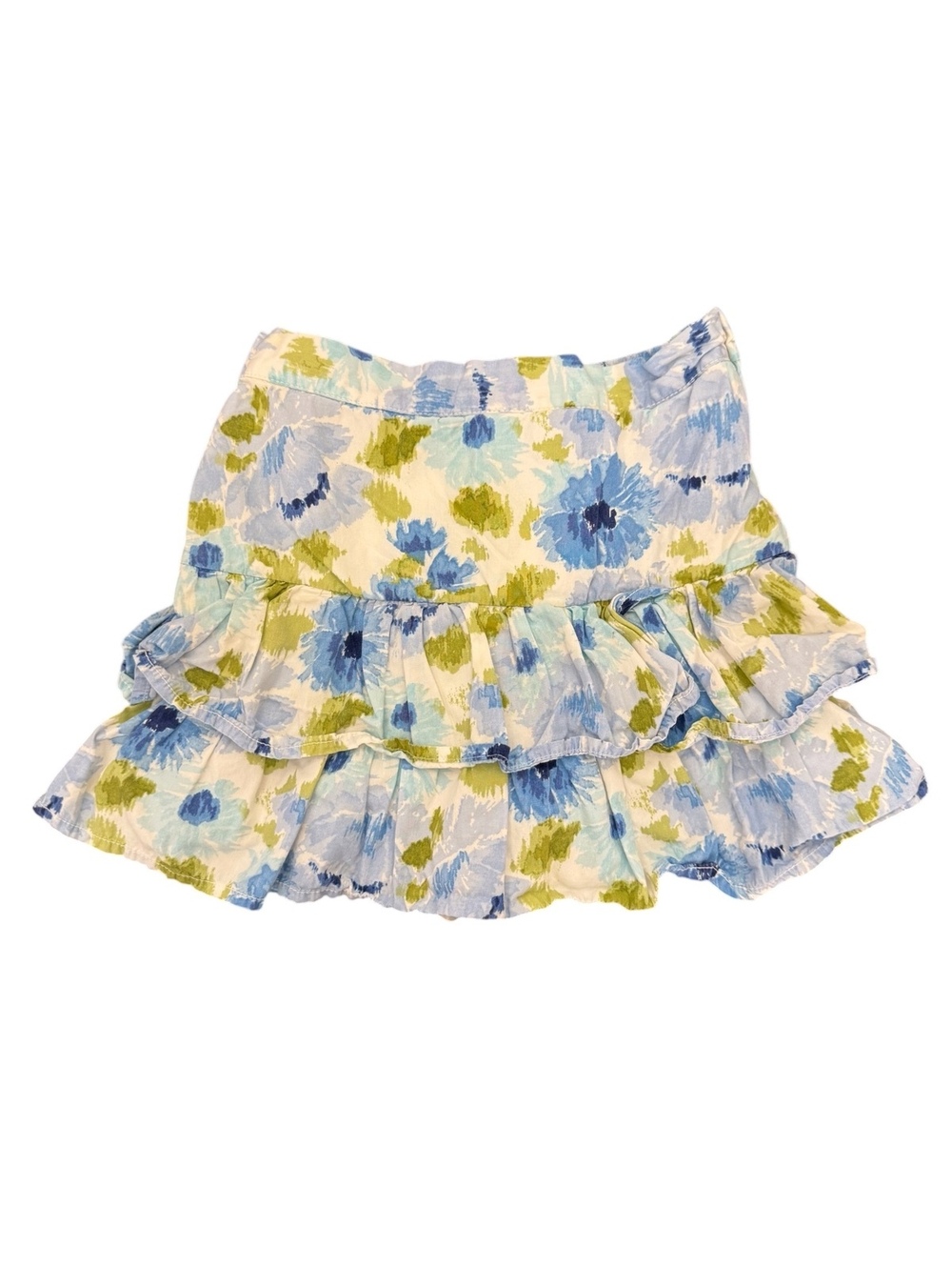Gymboree blue/green floral ruffle skort